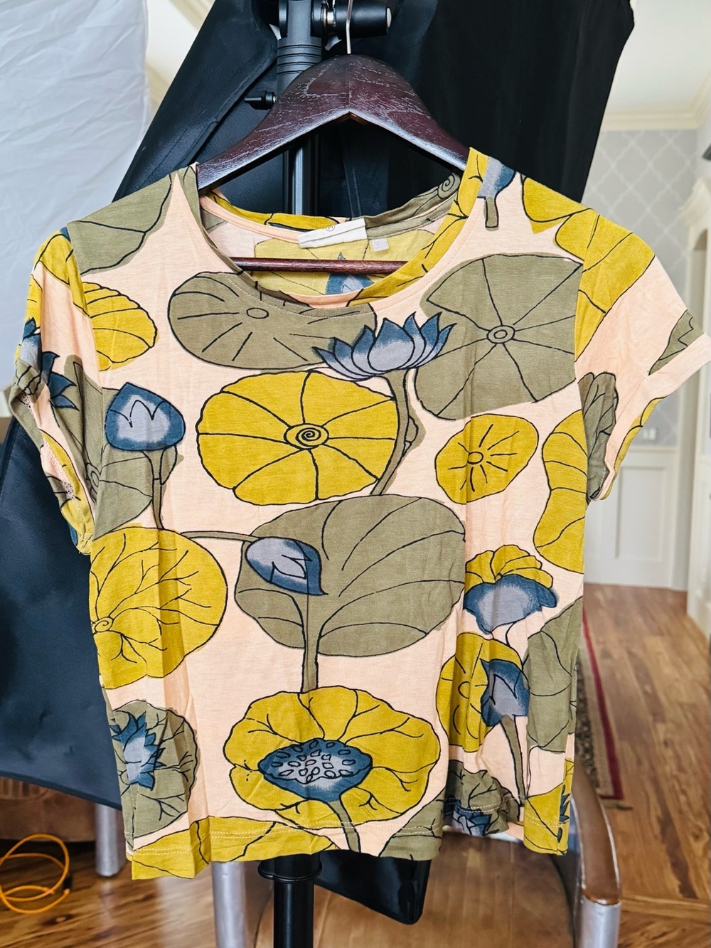 Bombay Yellow, Blue & Green Floral Short Sleeve Tee